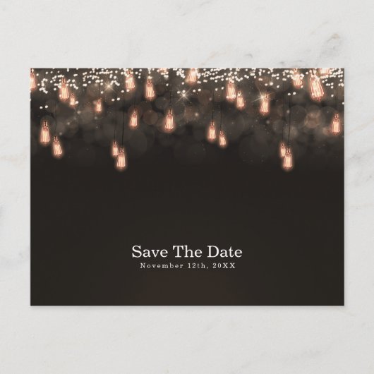 Hangende Lampen Rustiek Save the Date Aankondigingskaart (Voorkant)