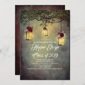 Hangende lantaarn lichten rustieke afstudeerfeest kaart (Voorkant / Achterkant)