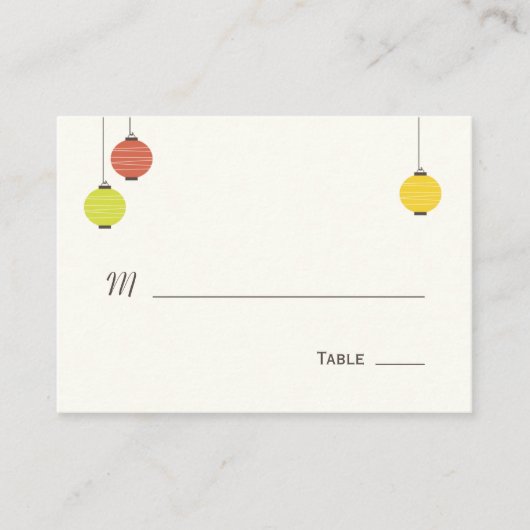 Hangende Lantaarns Wedding Place Cards Plaatskaartje (Voorkant)