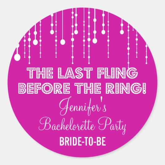 Hangende Lichten Bachelorette Party Ronde Sticker (Voorkant)