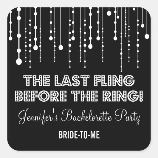Hangende Lichten Bachelorette Party Square Vierkante Sticker (Voorkant)