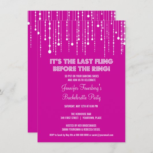 Hangende Lichten Bachelorette Party Uitnodiging (Voorkant / Achterkant)