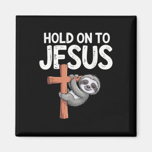 Hangende luiaard hou vast aan Jezus christelijke G Magneet