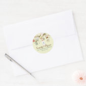 Hangende Mason Jar & Retro Flowers Bruiloft Sticke Ronde Sticker (Envelop)