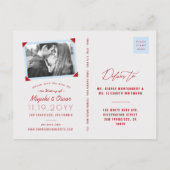 Hangende Origami Red Paper Cranes Zen Save the Dat Aankondigingskaart (Achterkant)