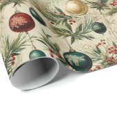  hangende Ornamenten, bessen, takken Cadeaupapier (Rol Hoek)