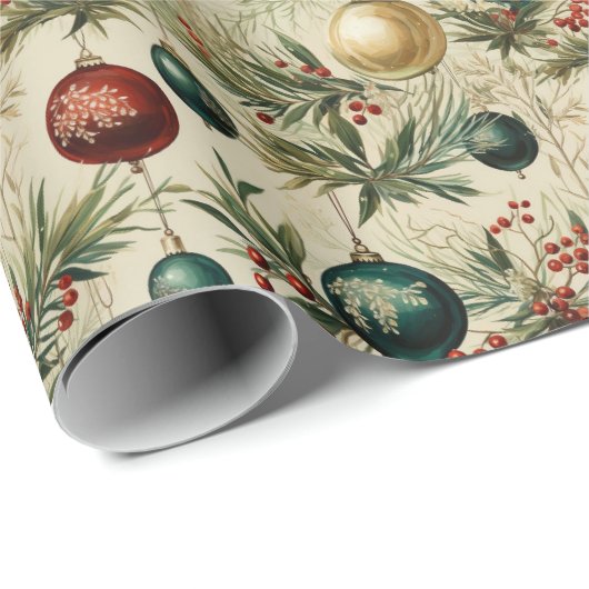 hangende Ornamenten, bessen, takken Cadeaupapier (Rol Hoek)