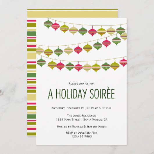 Hangende Ornamenten - Uitnodiging feestdag (Voorkant / Achterkant)
