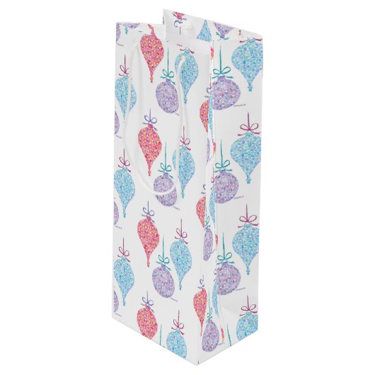 Hangende Ornamenten wijnzak van Sue Weidlich Wijn Cadeautas (Voorkant Gekanteld)