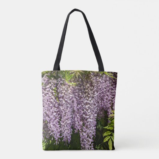 Hangende Paarse Wisteria Floral Tote Bag (Achterkant)