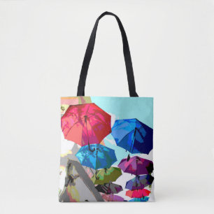 Hangende paraplu's, zomer in Griekenland, zonnig Tote Bag
