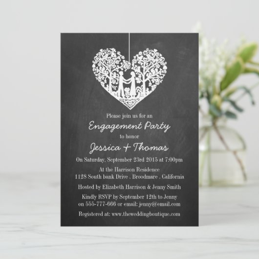Hangende partij in Chalkboard Engagement Kaart (Staand voorkant)