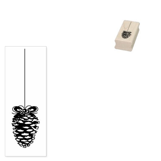 Hangende Pine Cone Kerst Rubber Art Stamp Rubberstempel (Gestempeld)