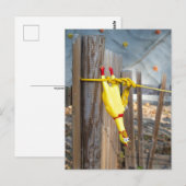 Hangende rubber kip briefkaart (Voorkant / Achterkant)