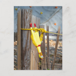 Hangende rubber kip briefkaart