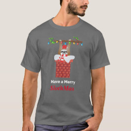 Hangende Santa Sloth met Lights Down the Chimney T-shirt