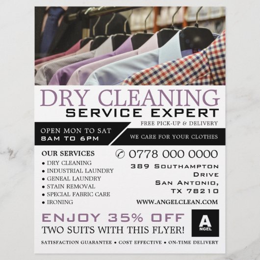 Hangende Shirten, droogreinigers, reinigingsservic Flyer (Voorkant)