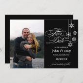 Hangende Sneeuwvlokken Save The Date Aankondiging (Voorkant / Achterkant)