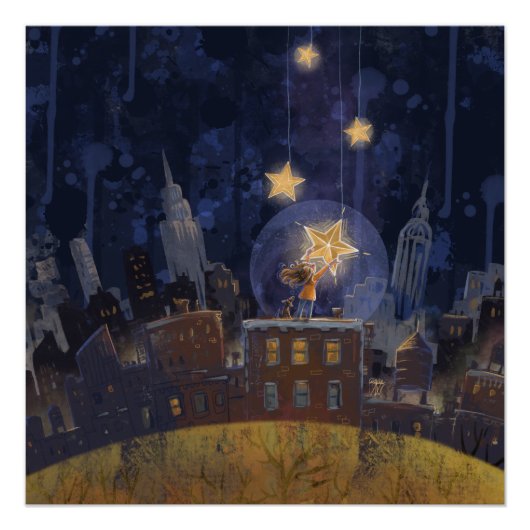 Hangende sterren glanzend perfect poster (Voorkant)