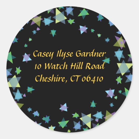 Hangende Sterren Joods ANTWOORD TERUG stickers lab (Voorkant)