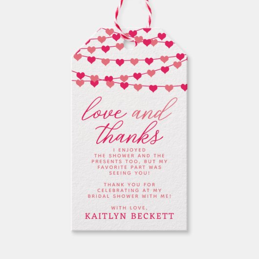 Hangende String Love Hearts Vrijgezellenfeest Cadeaulabel (Voorkant)