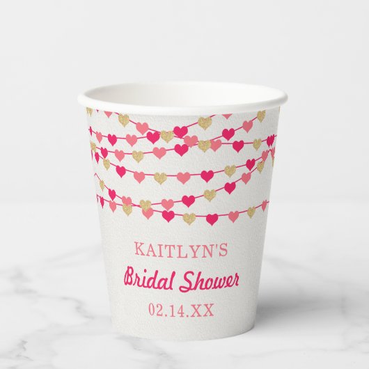 Hangende String Love Hearts Vrijgezellenfeest Papieren Bekers (Voorkant)
