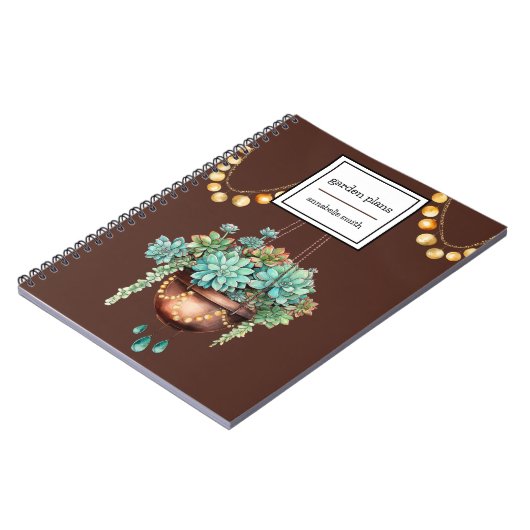 Hangende Succulent in Koper en Turquoise Pot Notitieboek (Linkerzijde)