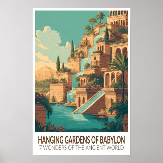 Hangende Tuinen van Babylon 7 Wereldwonderen Poster (Voorkant)