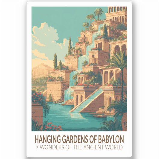 Hangende tuinen van Babylon 7 Wereldwonderen Sticker (Voorkant)