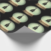 Hangende vleermuis wereldbol zwart  gotische herfs cadeaupapier (Hoek)