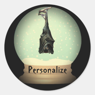 Hangende vleermuis wereldbol zwart gotische herfs ronde sticker