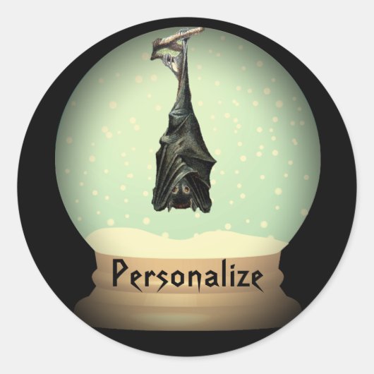 Hangende vleermuis wereldbol zwart  gotische herfs ronde sticker (Voorkant)