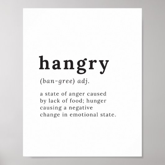 Hanger - Definitie Miks Angry/Hungry, Kitchen Art Poster (Voorkant)