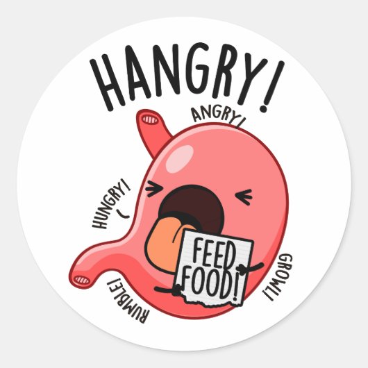 Hanger Funny Maag Pun Ronde Sticker (Voorkant)
