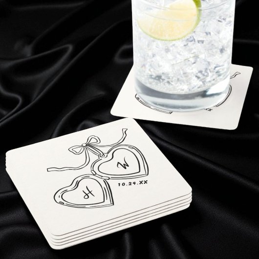 Hangerig Sieraad Trouw Monogram Kartonnen Onderzetters