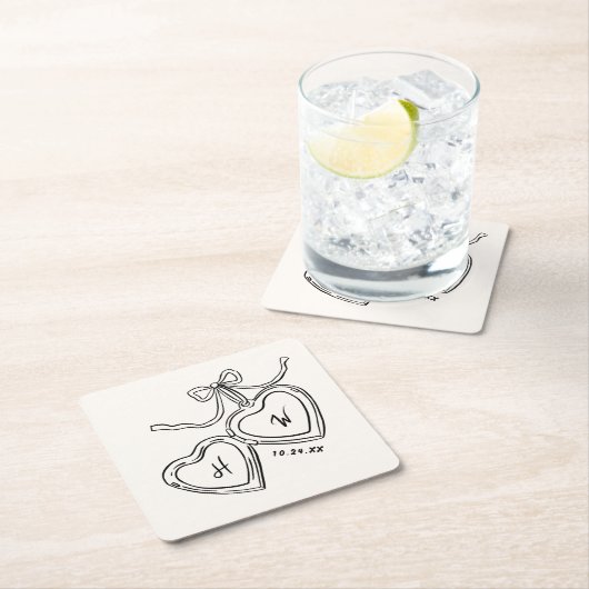 Hangerig Sieraad Trouw Monogram Kartonnen Onderzetters (Insitu)