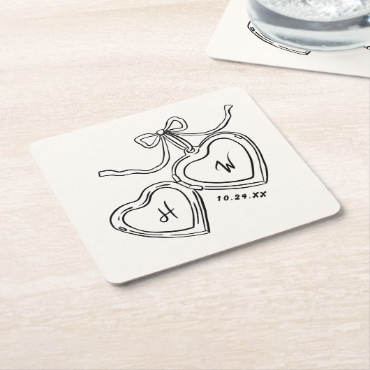 Hangerig Sieraad Trouw Monogram Kartonnen Onderzetters (Schuin)