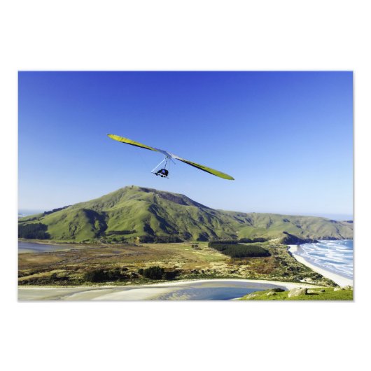 Hangglider, Otago schiereiland, bij Dunedin, Foto Afdruk (Voorkant)