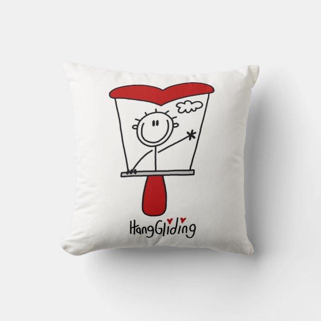 Hanggliding Stickfiguur Kussen (Voorkant)