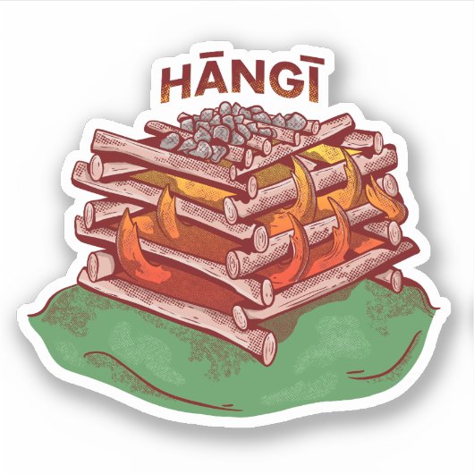 Hangi Maori Koken Voedsel Kai Sticker (Voorkant)