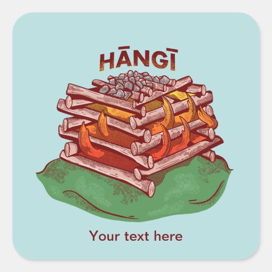 Hangi Maori Koken Voedsel Kai Vierkante Sticker (Voorkant)