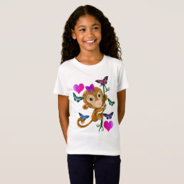 Hangin 'Around Monkey met Vlinders & Harten T-shirt