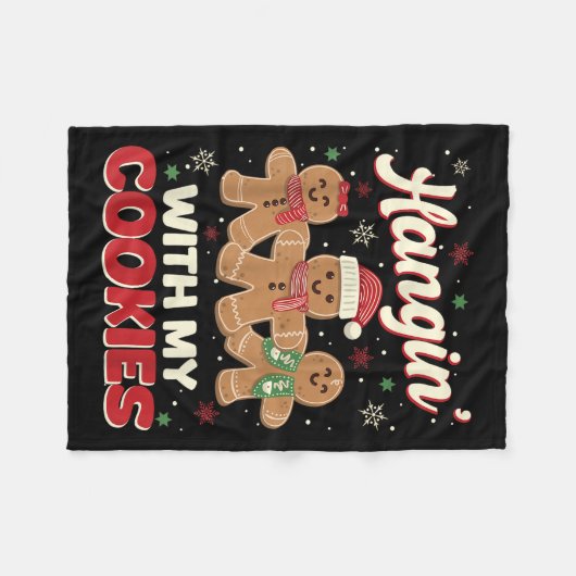 Hangin Met Mijn Cookies Gingerbread Man Xmas Teach Fleece Deken (Voorkant (Horizontaal))
