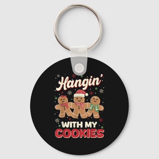 Hangin Met Mijn Cookies Gingerbread Man Xmas Teach Sleutelhanger (Voorkant)