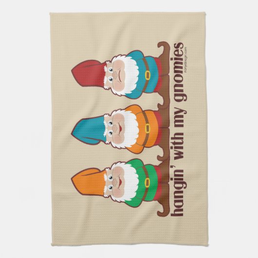 Hangin met mijn gnomen Beige Theedoek (Verticaal)