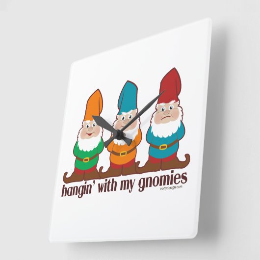 Hangin met mijn gnomen vierkante klok (Hoek)