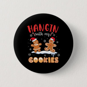 Hangin Met Mijn Koekjes Gingerbread Kerstmis Leren Ronde Button 5,7 Cm