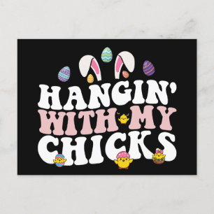 Hangin 'met mijn kuikens paashaas groovy retro briefkaart