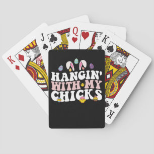 Hangin 'met mijn kuikens paashaas groovy retro pokerkaarten
