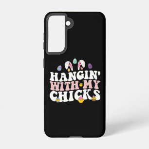 Hangin 'met mijn kuikens paashaas groovy retro samsung galaxy hoesje